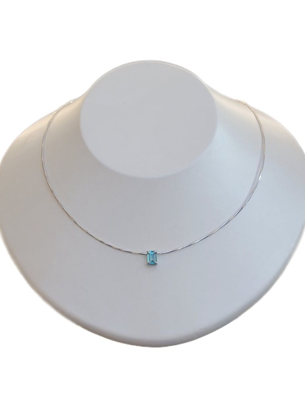 Neon Blue Paraiba Tourmaline 925 Silver Solitaire Necklace Gift Box NWT